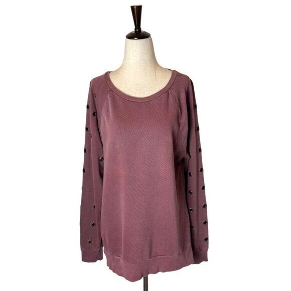 Joe's Jeans Collection Sweatshirt Women Small Mauve Purple Izzy Grommet Pullover - Picture 2 of 9